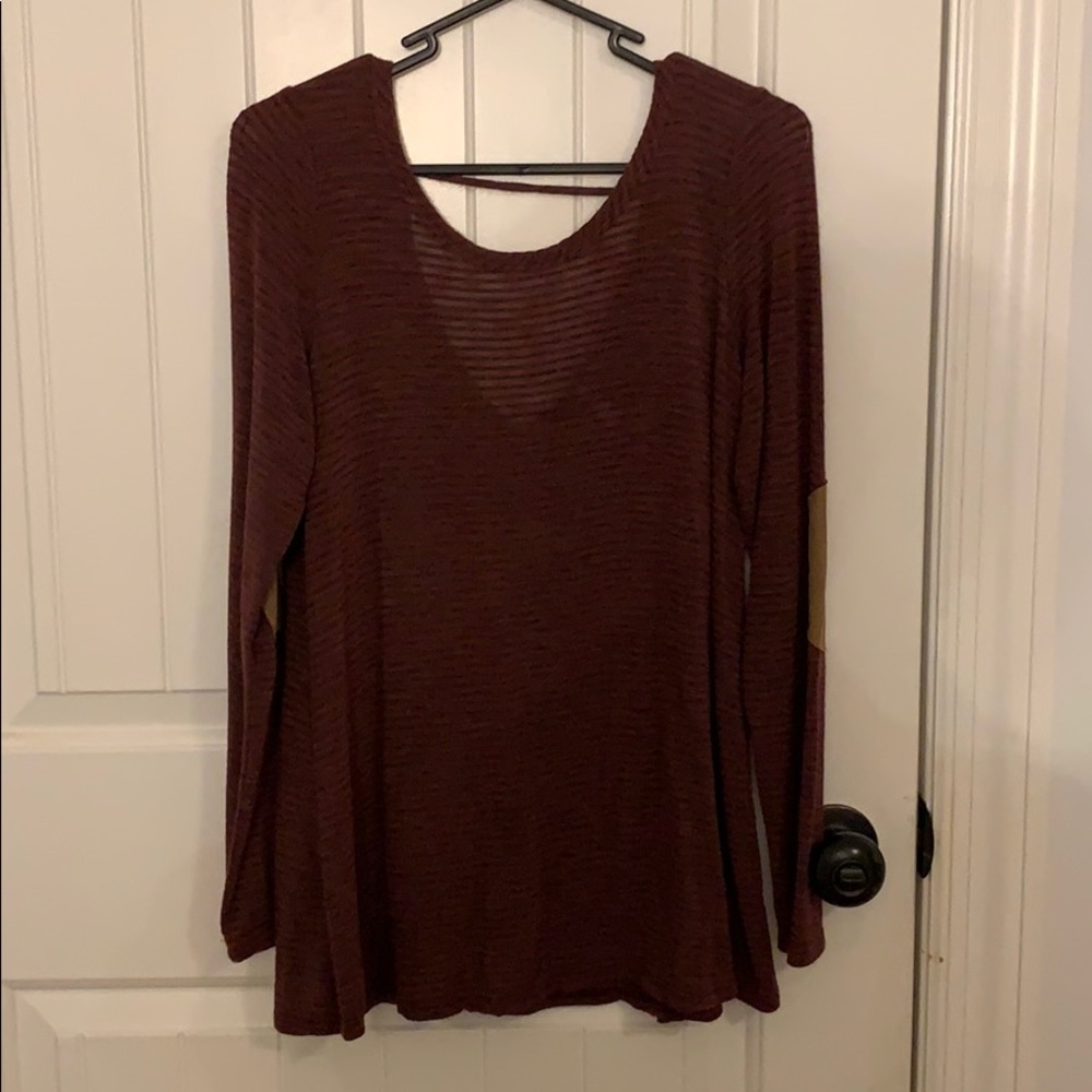 Maroon and Gray Striped with Elbow patches